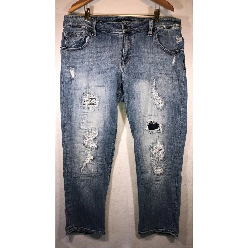 Lucky Brand Pants Reese Boyfriend Pants Distressed Thrashed Size 16W - Picture 1 of 9